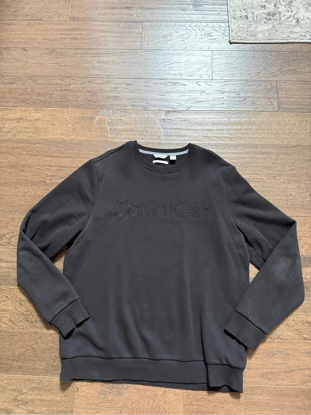 Calvin Klein Black Crewneck Sweatshirt with Embroidered Logo